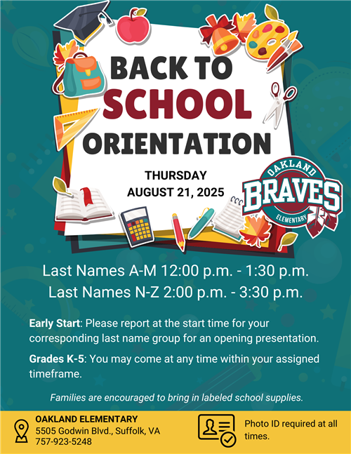 back to school orientation date and times